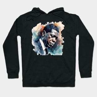 John Coltrane Watercolor Portrait for Black History Month Hoodie